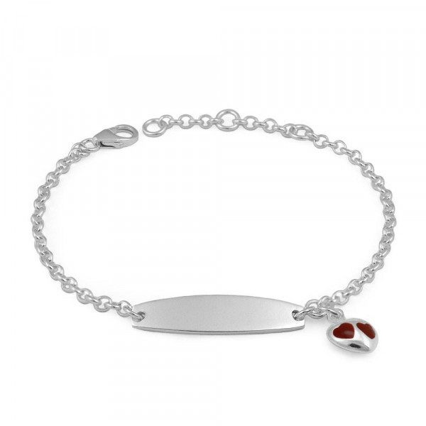 Adjustable Charm Bracelets
 Adjustable Sterling Silver Red Enamel Heart Charm Girls ID