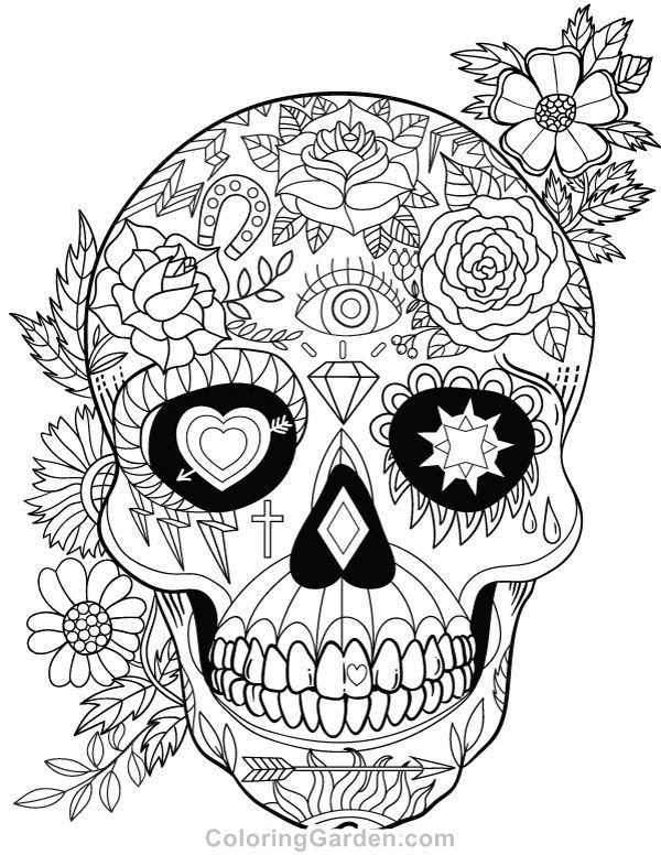 Adult Coloring Book Download
 Free printable sugar skull Day of the Dead adult