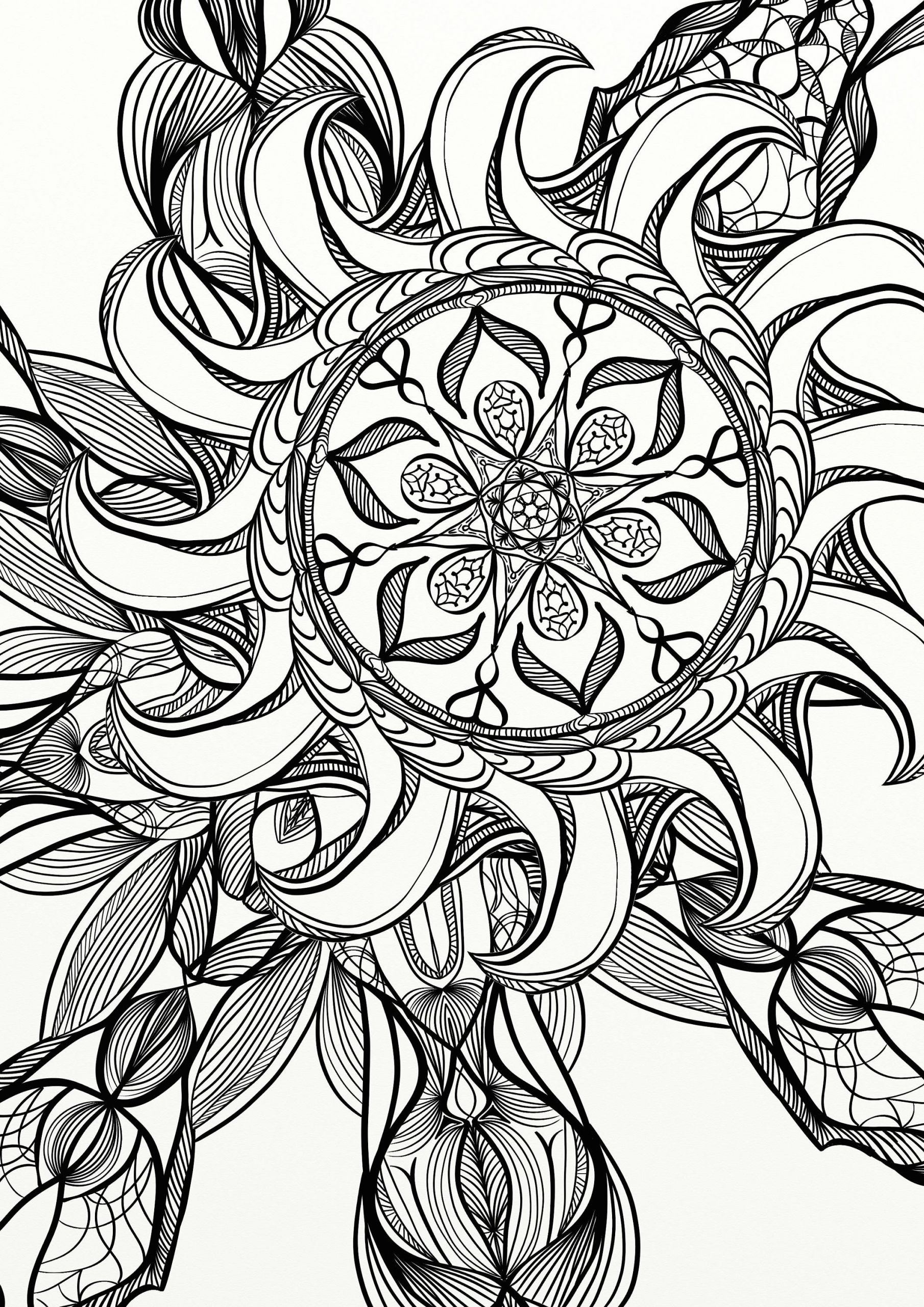 Adult Coloring Book Pages
 Mandala Spiral Relaxing Adult Coloring Page