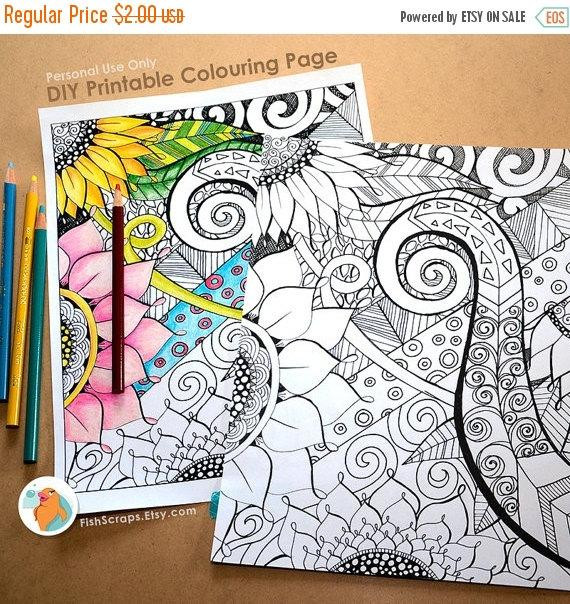 Adult Coloring Books For Sale
 SALE Adult Coloring Book Page Floral Fantasy DIY by FishScraps