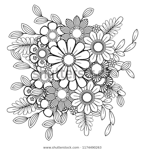 Adult Coloring Pages Patterns Flowers
 Adult Coloring Page Flowers Pattern Black Stock Vector