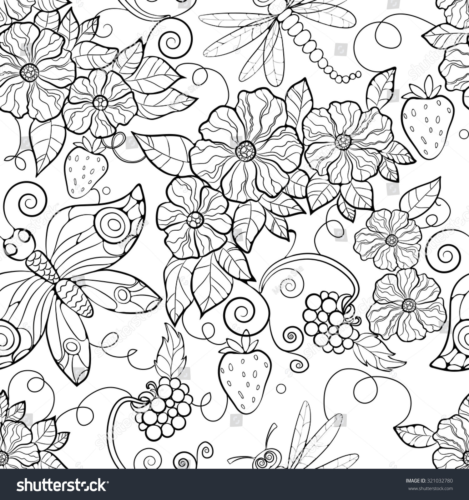 Adult Coloring Pages Patterns Flowers
 Butterfly Pattern Flowers Coloring Pages Adults Stock