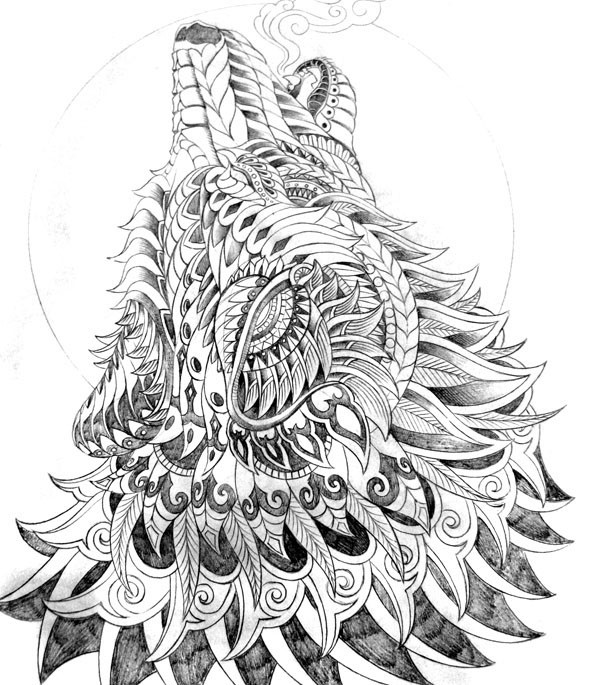 Adult Coloring Pages Wolf
 Howling Wolf on Behance
