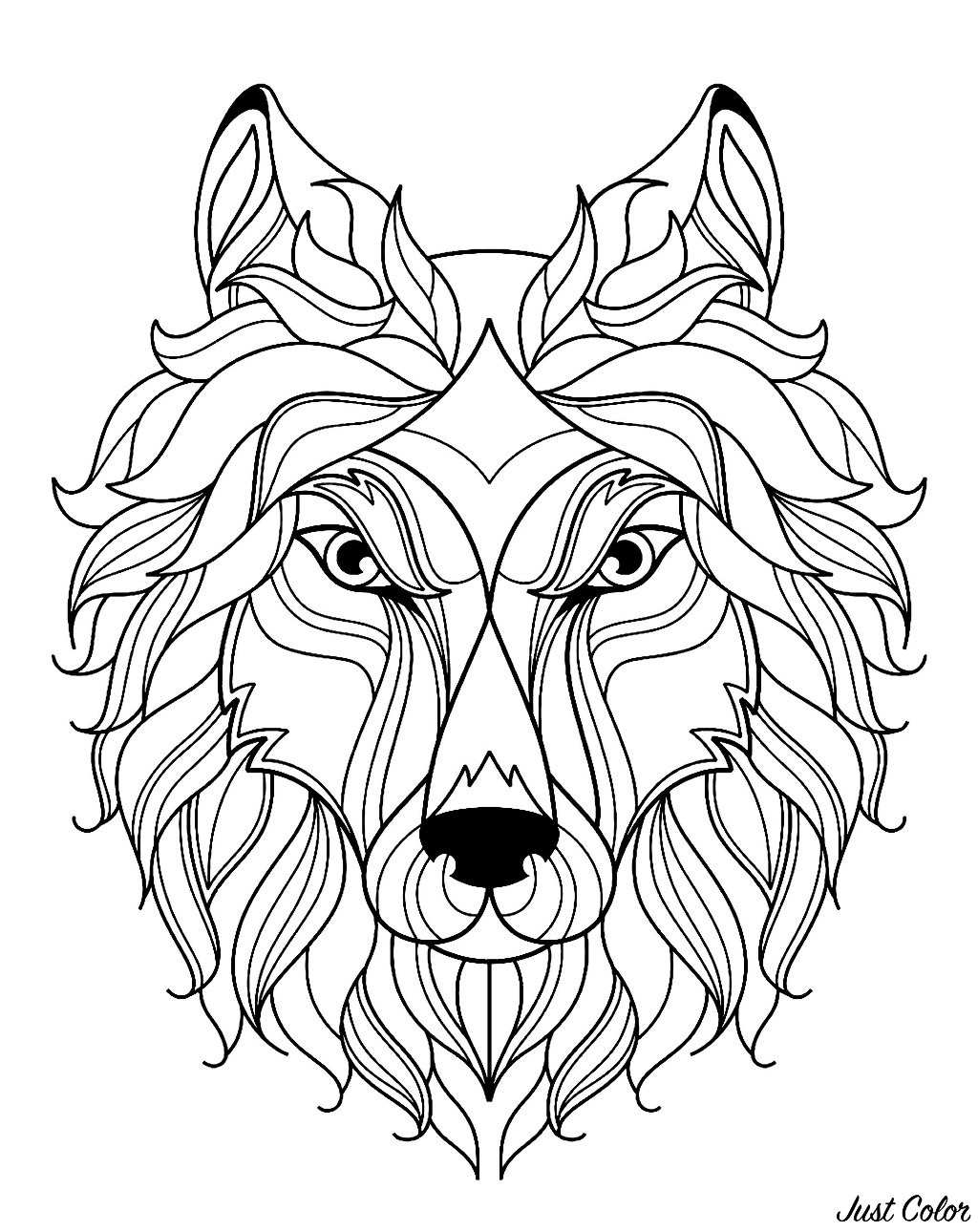 Adult Coloring Pages Wolf
 Big wolf head simple Wolves Adult Coloring Pages