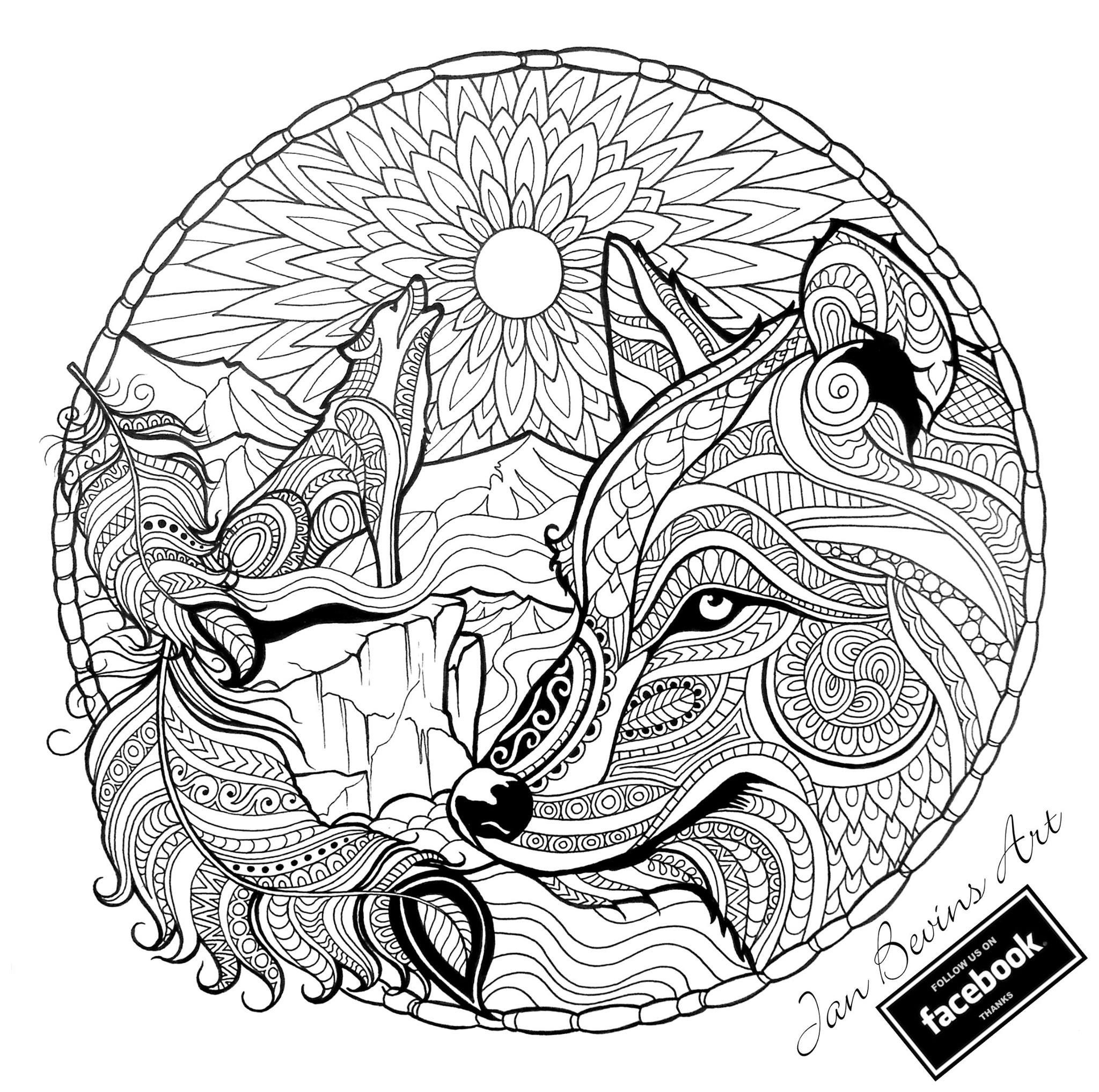 Adult Coloring Pages Wolf
 Native Wolf coloring Activity Therapy Pinterest