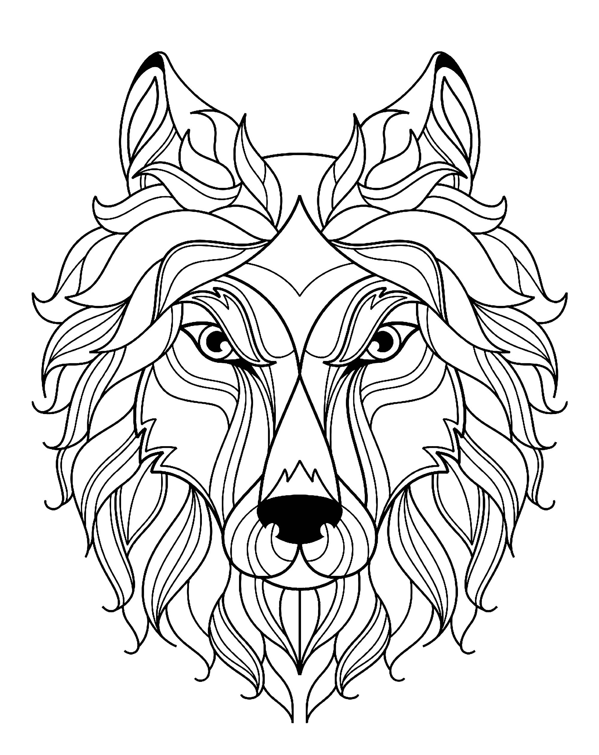 Adult Coloring Pages Wolf
 Big wolf head simple Wolves Adult Coloring Pages