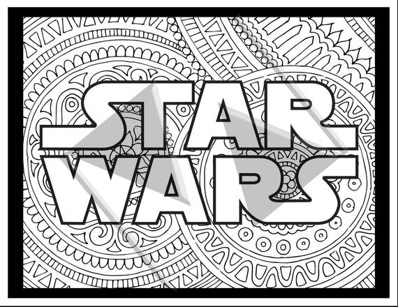 Adult Star Wars Coloring Book
 SALE Star Wars Coloring Pages Star Wars Logo by INK88