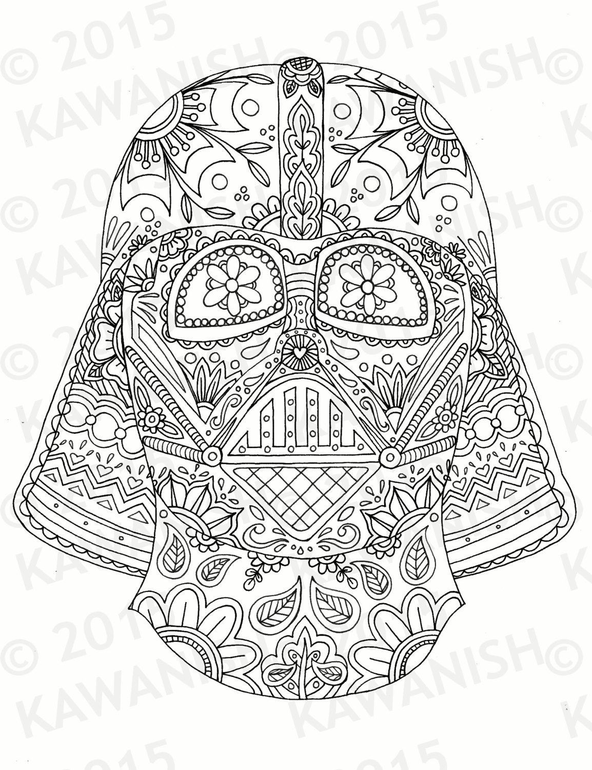 Adult Star Wars Coloring Book
 Darth Vader mask adult coloring page t wall art star