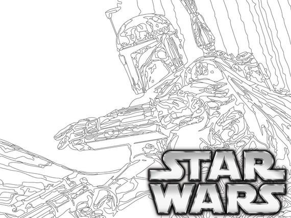 Adult Star Wars Coloring Book
 Star Wars coloring page Boba Fett with gun Coloring pages