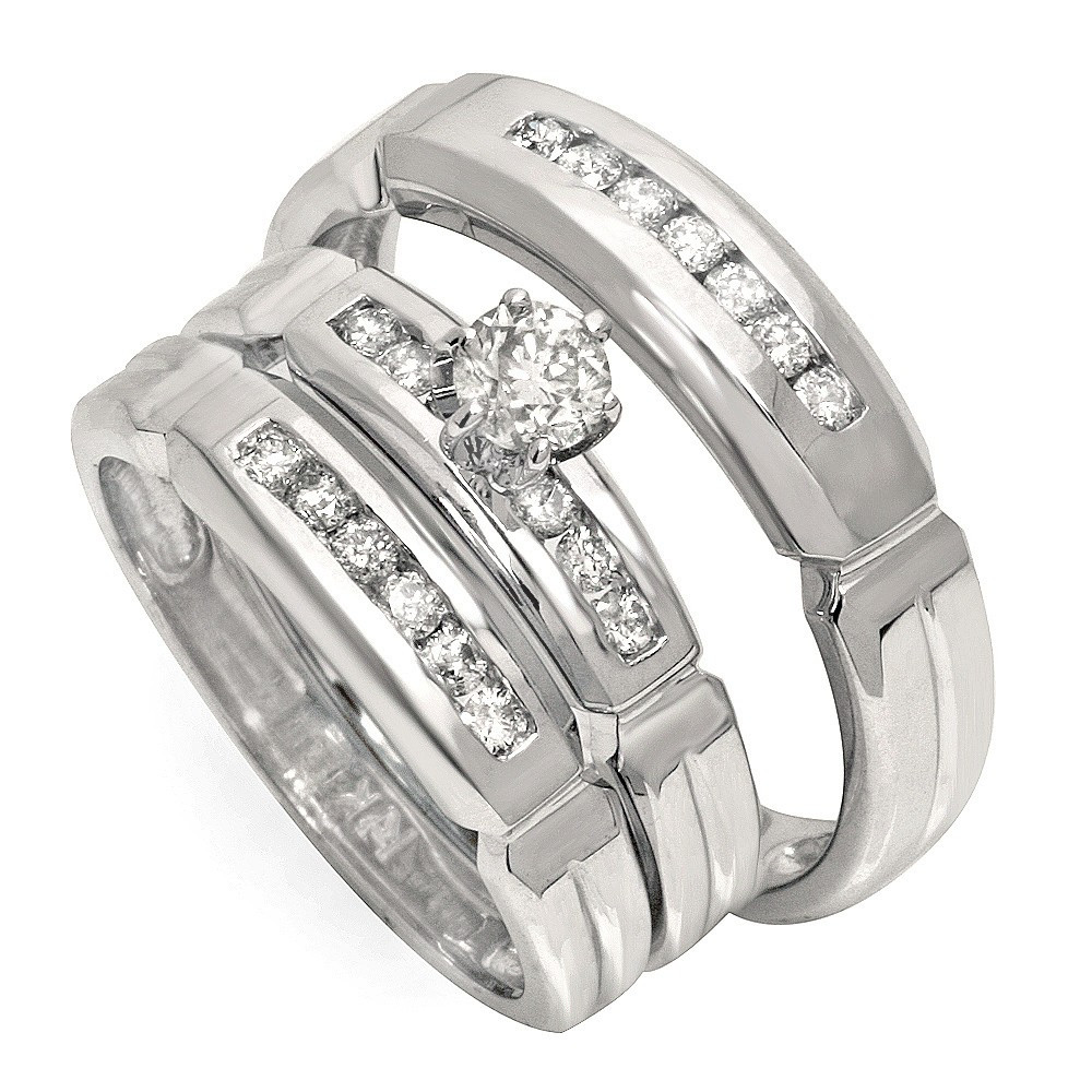 Affordable Wedding Ring Sets
 Luxurious Trio Marriage Rings Half Carat Round Cut Diamond