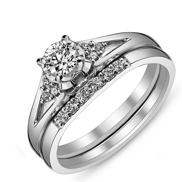 Affordable Wedding Ring Sets
 Affordable Diamond Bridal Ring Set for Women in White Gold