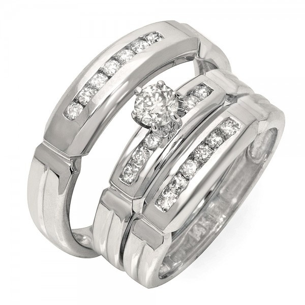 Affordable Wedding Ring Sets
 Luxurious Trio Marriage Rings Half Carat Round Cut Diamond