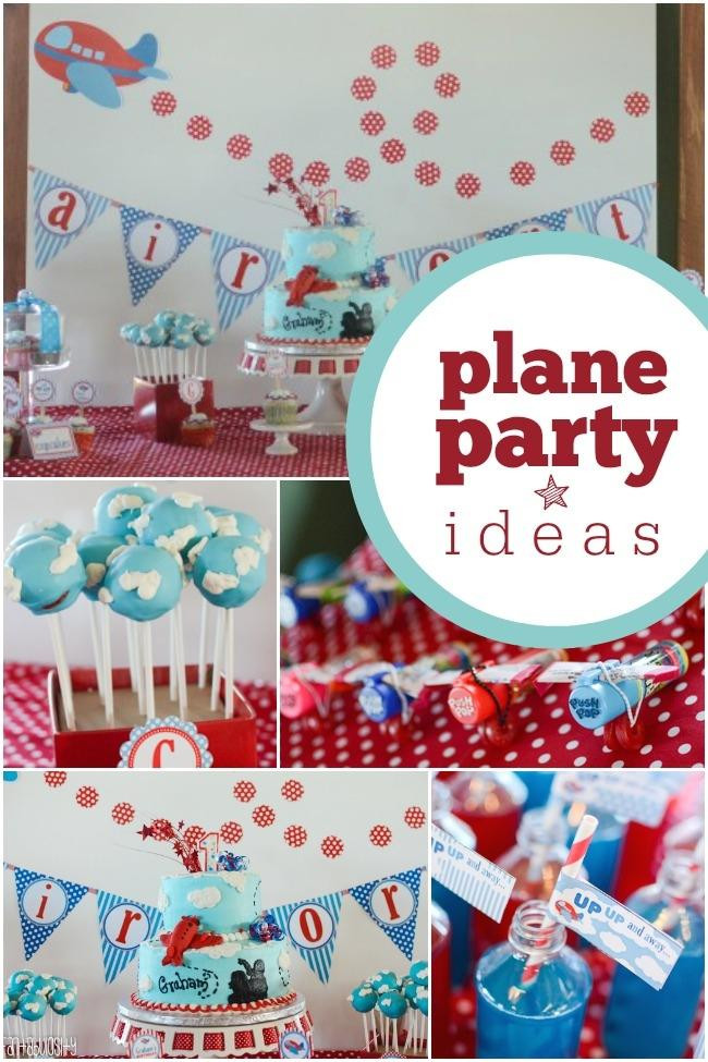 Airplane Decorations For Birthday Party
 High Flying Airplane Themed Boy s First Birthday Party