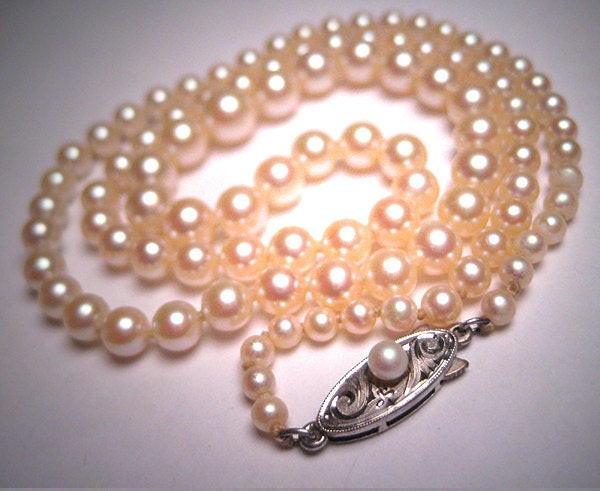 Akoya Pearl Necklace
 Antique Akoya Pearl Necklace Strand Art Deco Vintage Graduated