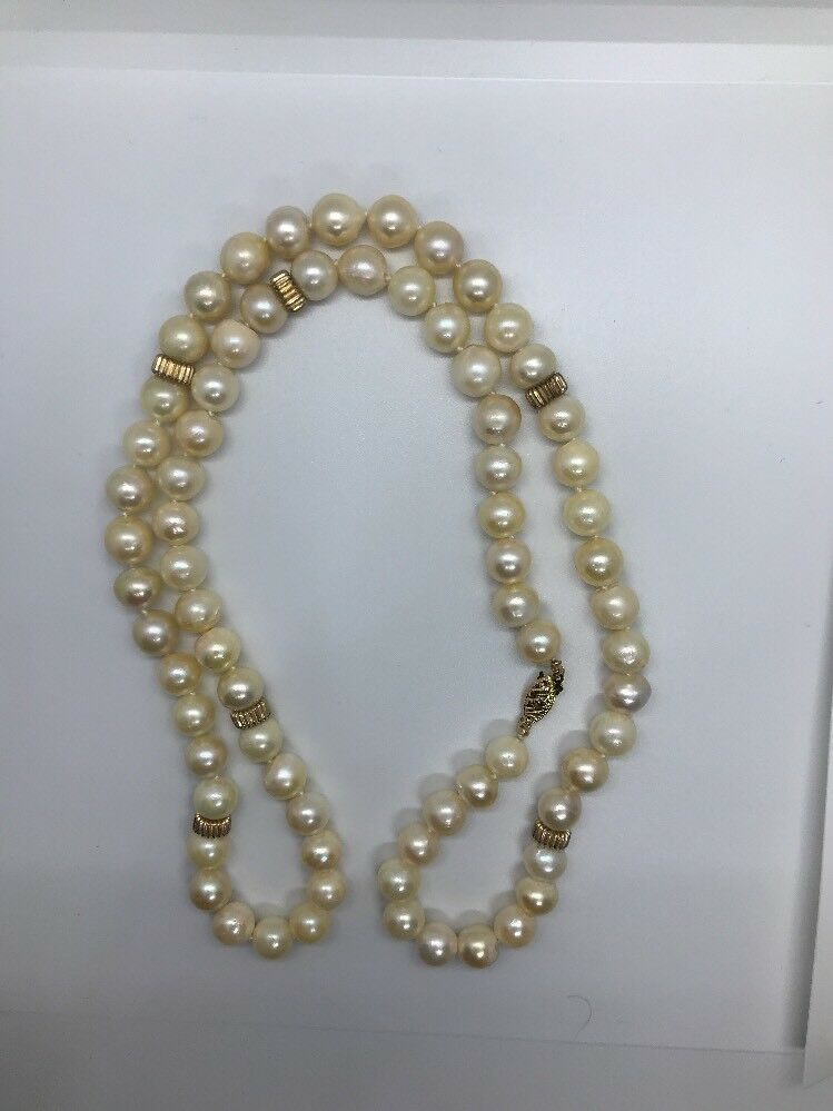 Akoya Pearl Necklace
 Women Vintage Akoya Pearl Necklace 8 75mm Pearls 26" inch