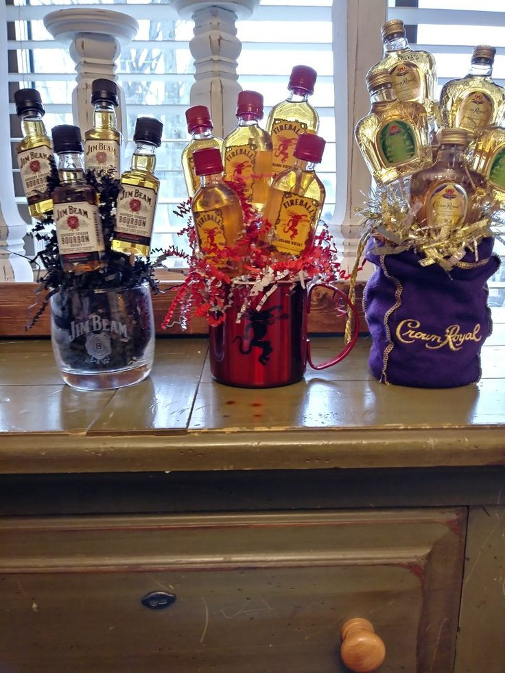 Alcohol Gift Basket Ideas
 Mini bottle bouquets Birthday