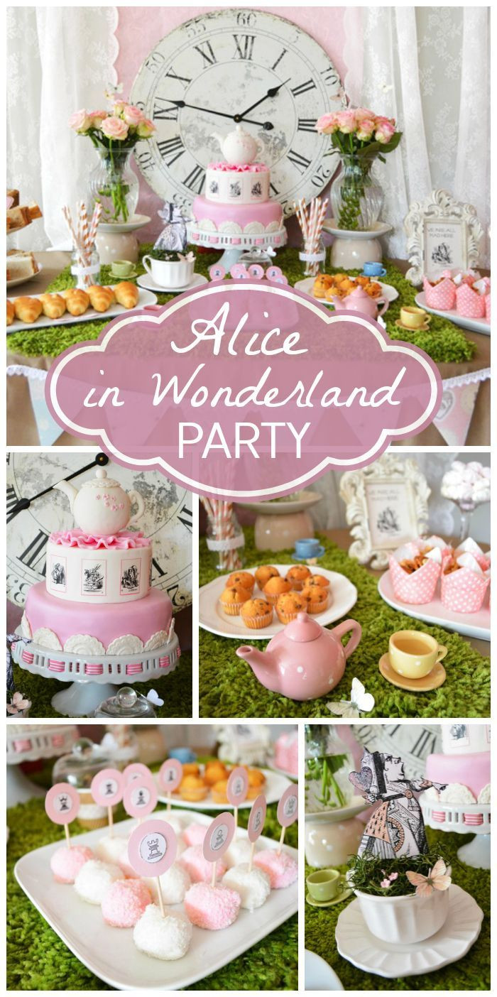 Alice Tea Party Ideas
 Stunning Alice in Wonderland girl birthday party with a