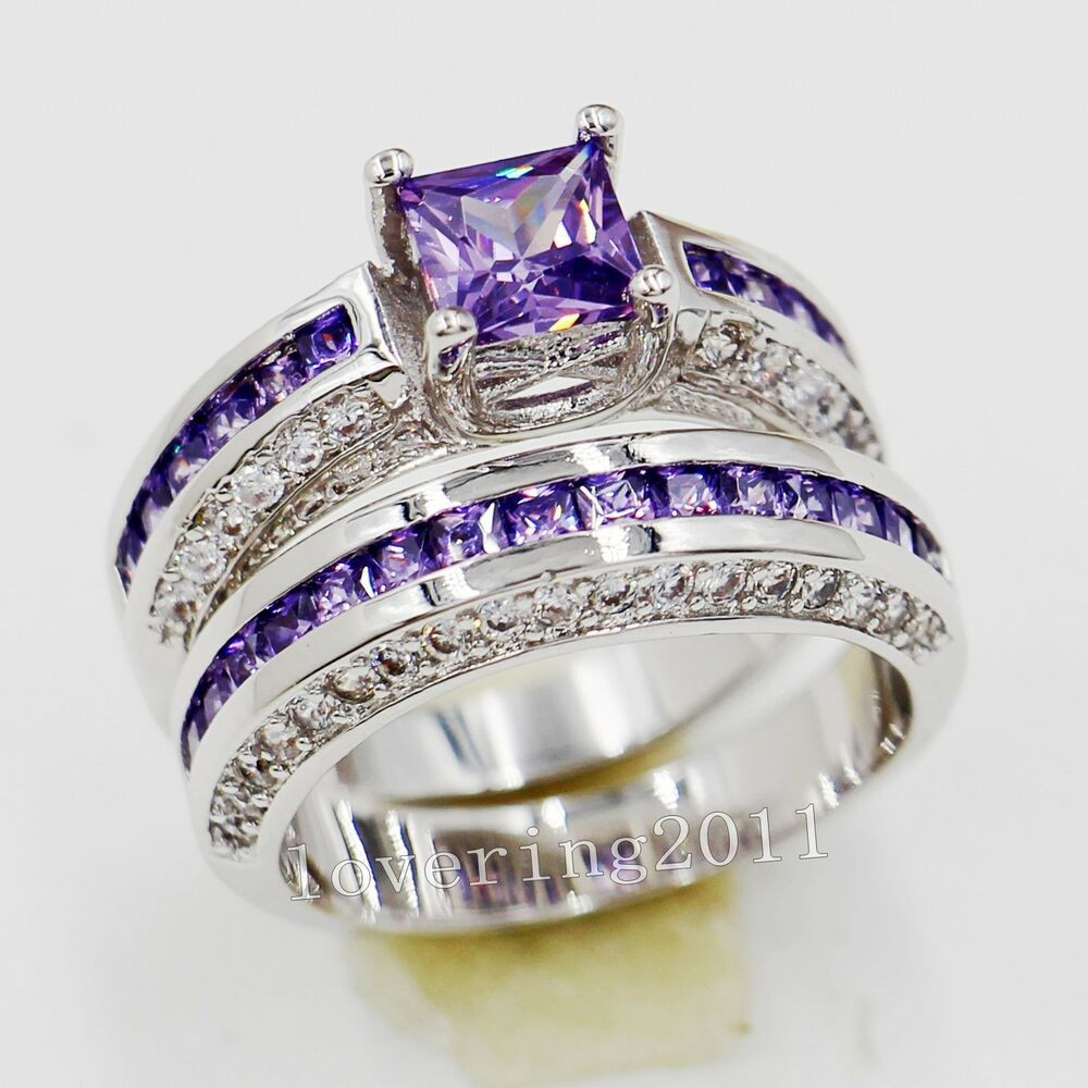 Amethyst Wedding Rings
 Brand Princess cut 6mm Amethyst 10KT Gold Filled Wedding