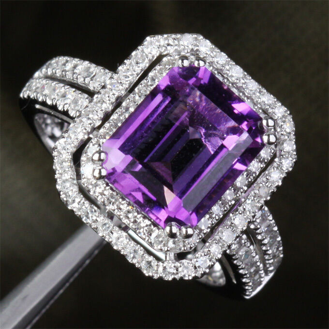 Amethyst Wedding Rings
 VVS Dark Purple AMETHYST & DIAMOND 5 11ct 14K WHITE GOLD
