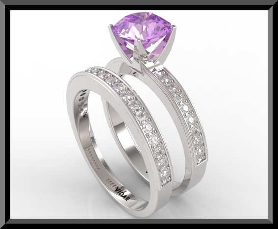 Amethyst Wedding Rings
 Amethyst Diamond Wedding Ring Set