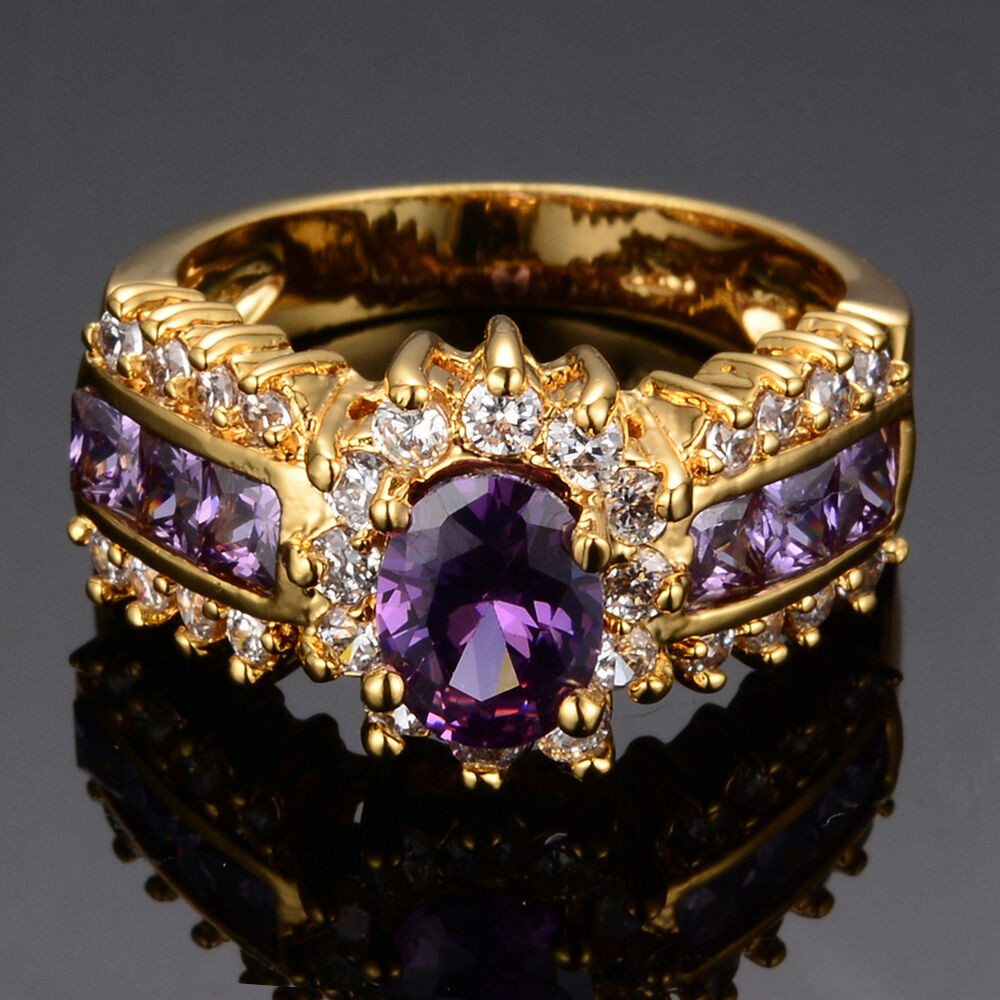 Amethyst Wedding Rings
 Purple Amethyst Engagement ring Sz 5 12 Womens 10Kt Yellow