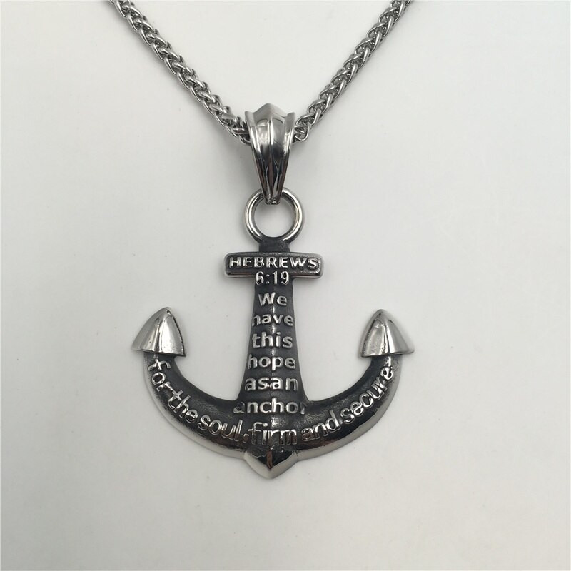 Anchor Necklace Womens
 Anchor with Hebrews 6 19 NIV Pendant Necklace Womens Mens