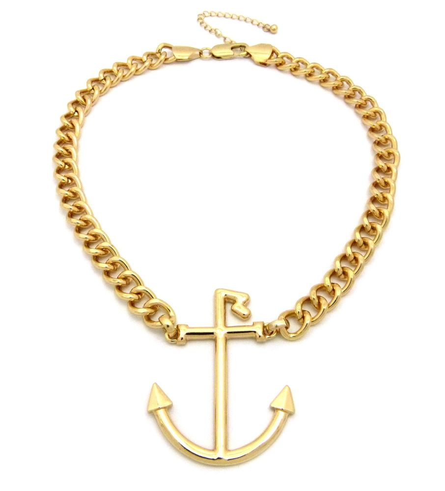 Anchor Necklace Womens
 Gold Anchor Pendant Charm 16" Link Chain Necklace Womens