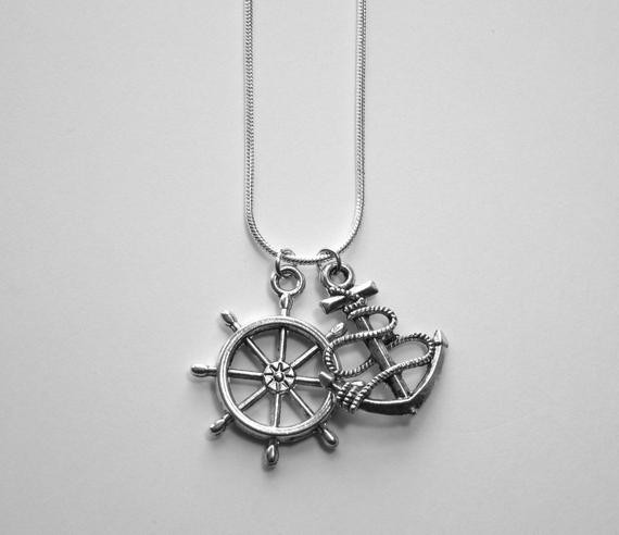 Anchor Necklace Womens
 Anchor and Wheel Necklace for men or women by