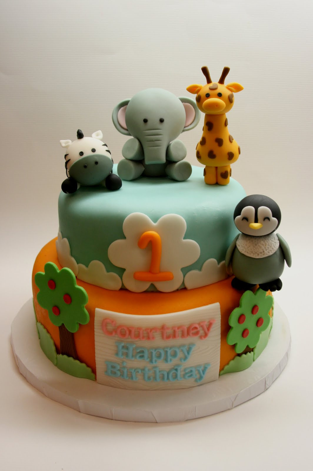 Animal Birthday Cakes
 Beautiful Kitchen Safari Animal Cake for Courtney s 1st