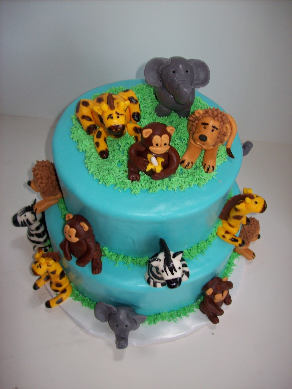 Animal Birthday Cakes
 SAB Cakes 1st birthday jungle animal cake