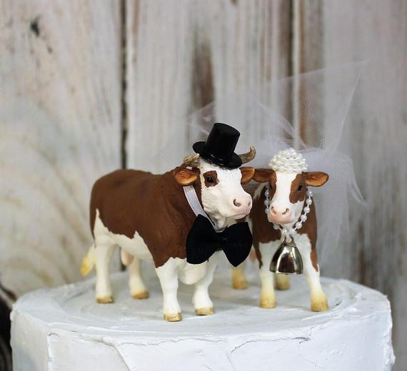 Animal Wedding Cake Toppers
 Cow Cake Topper Animal Wedding Cake Topper Farm Sentimental