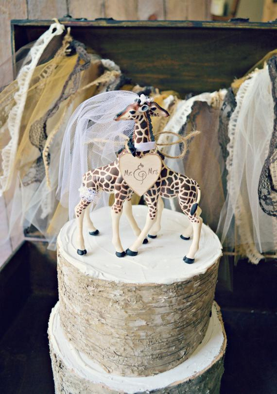 Animal Wedding Cake Toppers
 Giraffe wedding cake topper animal wedding by MorganTheCreator
