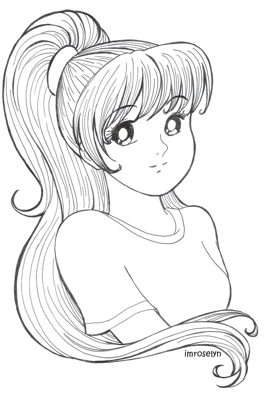 Anime Girls Coloring Pages
 Anime Girl Coloring by Nyleamoc on DeviantArt