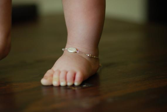 Anklet Bracelet
 Baby ankle bracelet June birthstone sterling silver baby
