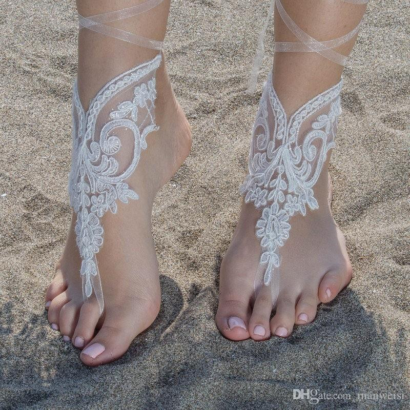 Anklet Cheap
 2019 Elegant Lace Beach Wedding Barefoot Sandals 2017 Hot