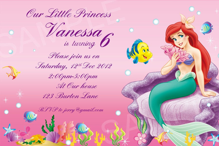 Ariel Birthday Invitations
 Ariel Invitation Printable Disney Princess Birthday