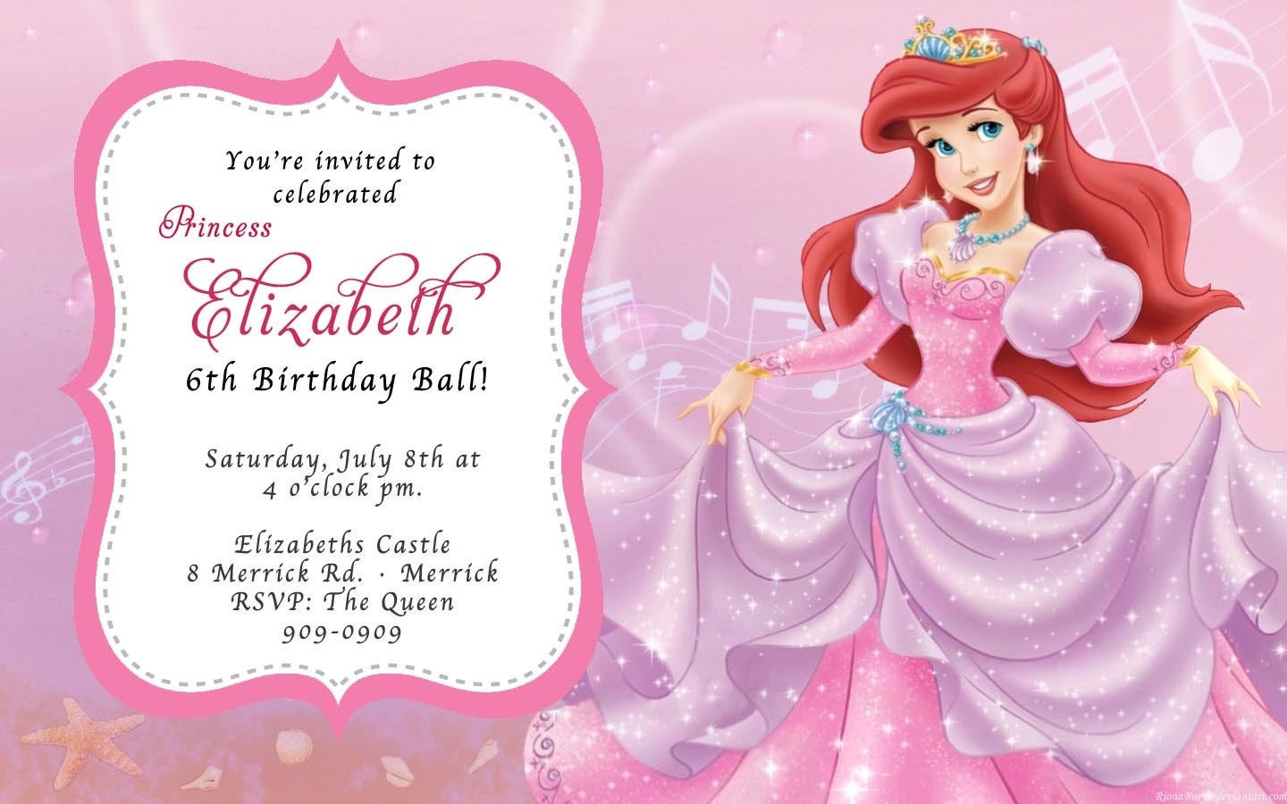 Ariel Birthday Invitations
 CUSTOM PHOTO Invitations The Little Mermaid Ariel Birthday