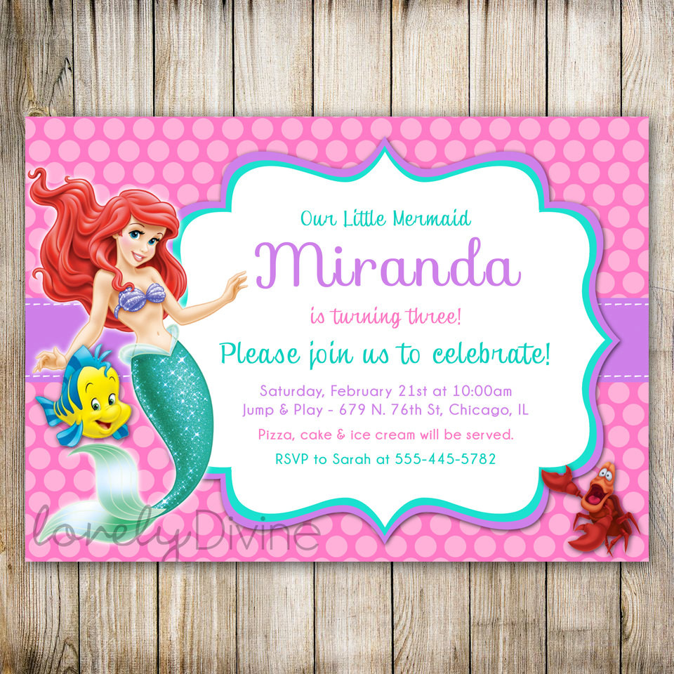 Ariel Birthday Invitations
 Little Mermaid Birthday Invitation Ariel Invitation Ariel