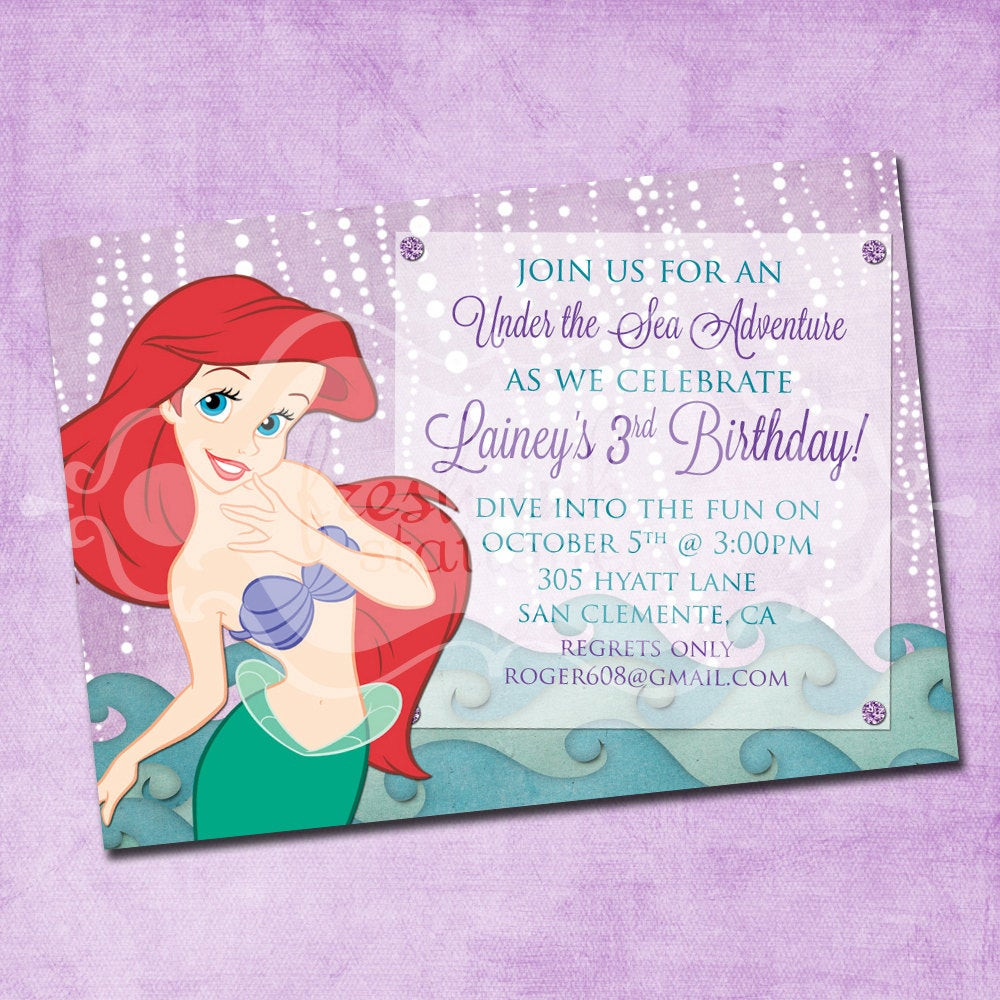 Ariel Birthday Invitations
 Ariel the Little Mermaid Birthday Invitation
