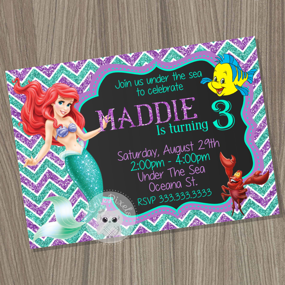 Ariel Birthday Invitations
 Little Mermaid Invitation Ariel Invitation Disney Little