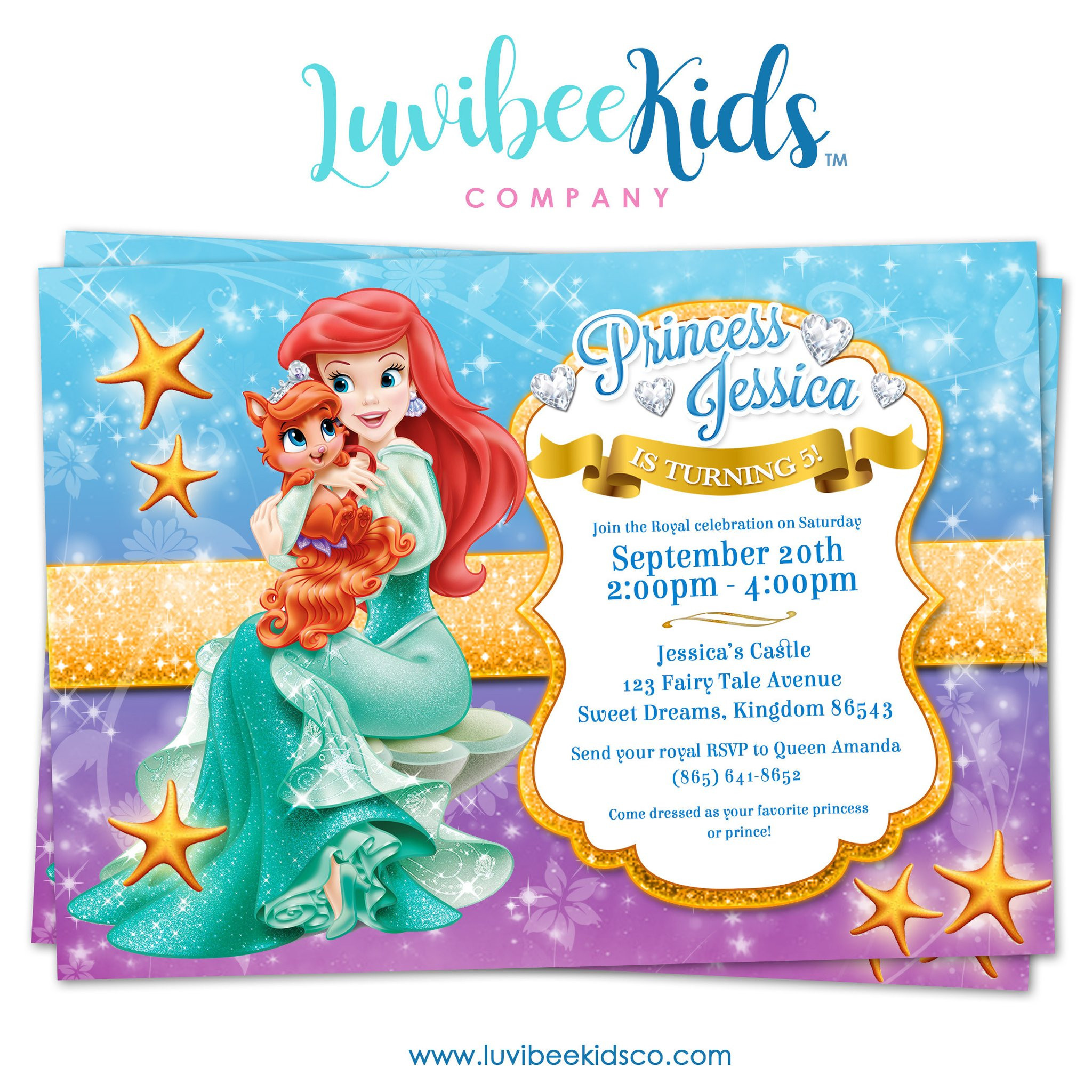Ariel Birthday Invitations
 Princess Ariel Little Mermaid