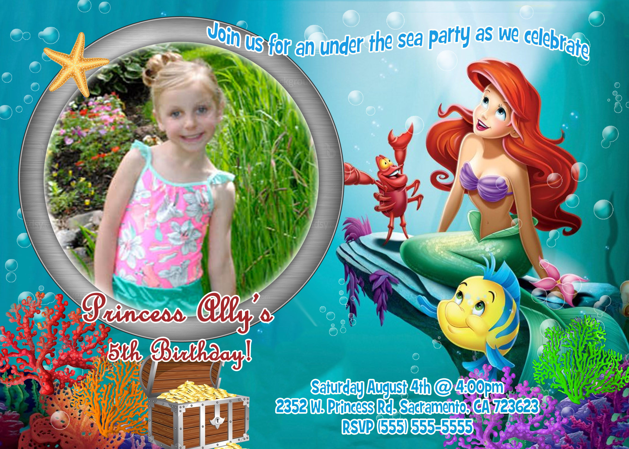 Ariel Birthday Invitations
 Little Mermaid Birthday Invitations