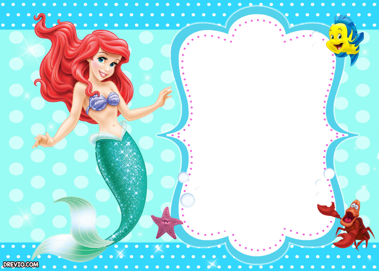 Ariel Birthday Invitations
 Updated Free Printable Ariel the Little Mermaid