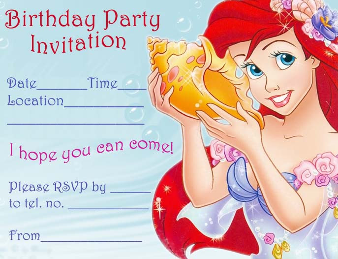 Ariel Birthday Invitations
 Interactive Magazine ARIEL PRINTABLE BIRTHDAY PARTY