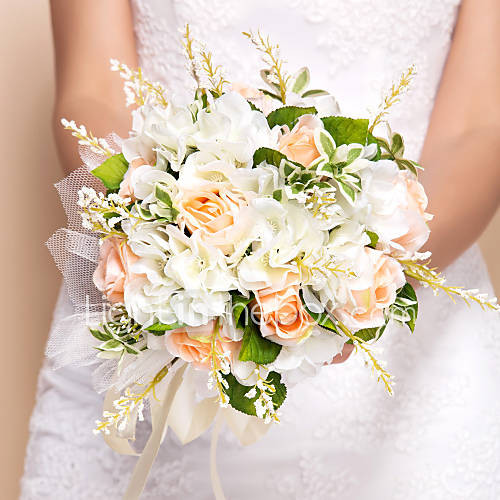 Artificial Wedding Flowers
 Wedding Flowers Round Roses Bouquets Wedding Silk Orange