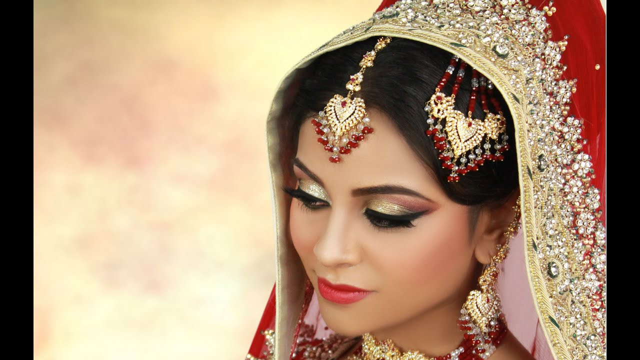 Asian Wedding Makeup
 Traditional Asian Bridal Makeup with Gold Glitter