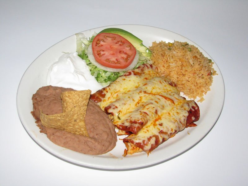 Authentic Mexican Enchiladas Rojas
 2 Amigos Mexican Food Restaurant Chicago Logan Square