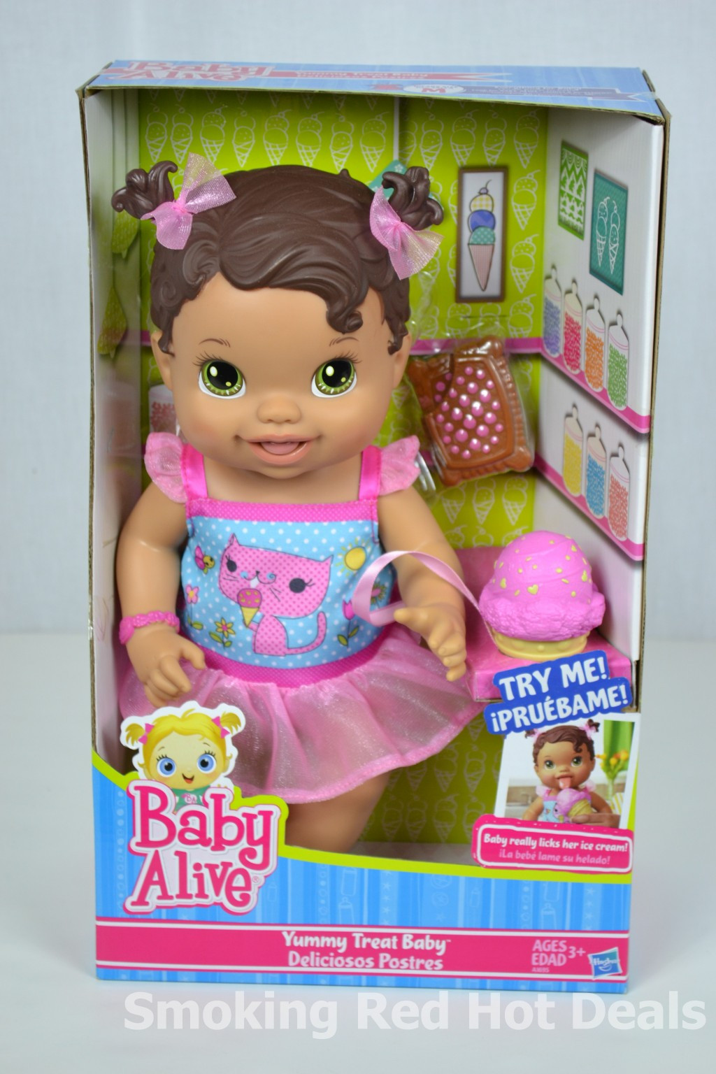 Baby Alive Doll Brown Hair
 Baby Alive Yummy Treat Baby Hispanic Doll Brown Hair Licks
