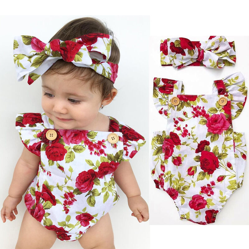 Baby Clothing Fashion
 Newborn Baby Girl Clothes Flower Jumpsuit Romper Bodysuit