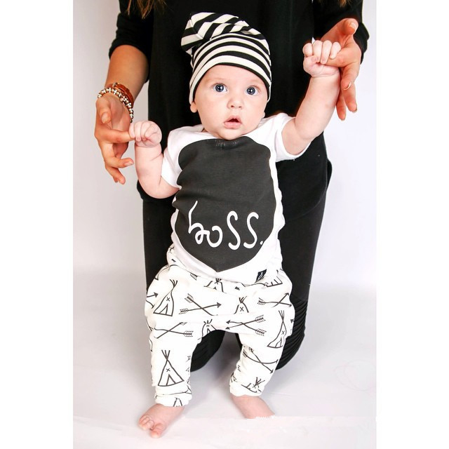 Baby Clothing Fashion
 2018 Fashion kis suit baby clothing set letter boss short